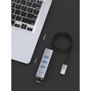 LENTION Hub USB 3.0 de 3 puertos con adaptador Gigabit_3