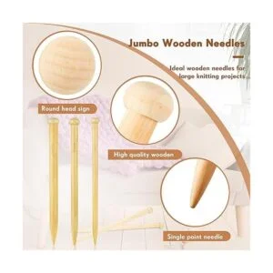 6 agujas de tejer grandes de madera rectas 3 tamaños_3