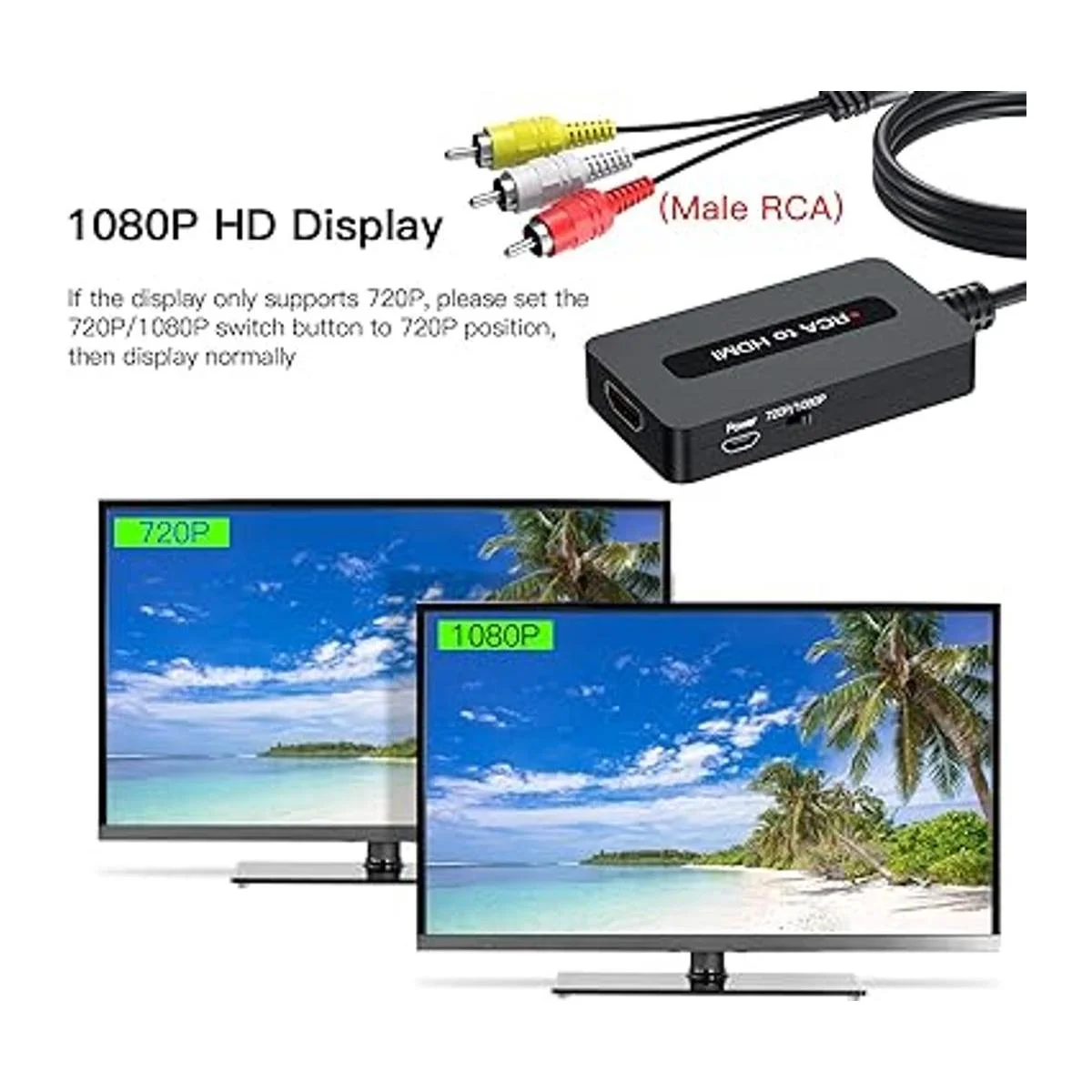 Convertidor de cable macho RCA a HDMI con cables HDMI y_7