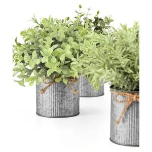 Mkono Mini plantas falsas en macetas de metal galvanizado_5
