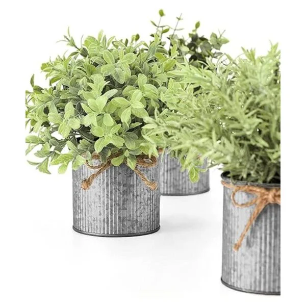 Mkono Mini plantas falsas en macetas de metal galvanizado_5