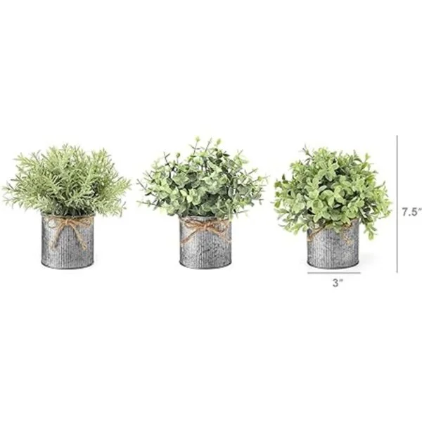 Mkono Mini plantas falsas en macetas de metal galvanizado_6