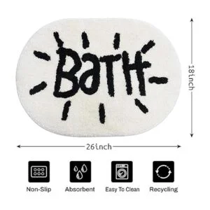 Alfombras de baño blancas y ovaladas bonitas para baño_2