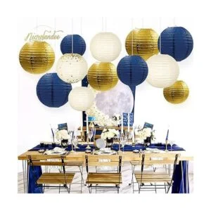 NICROLANDEE Decoraciones de fiesta azul marino 12_4