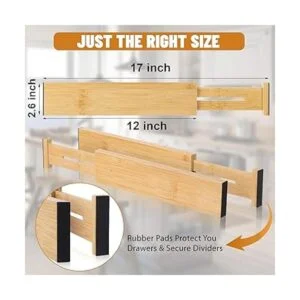 Ryqtop Organizadores divisores de bambú para cajones_2