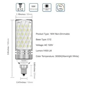 PAVOO Bombillas LED E12 bombillas LED de 16 W_3