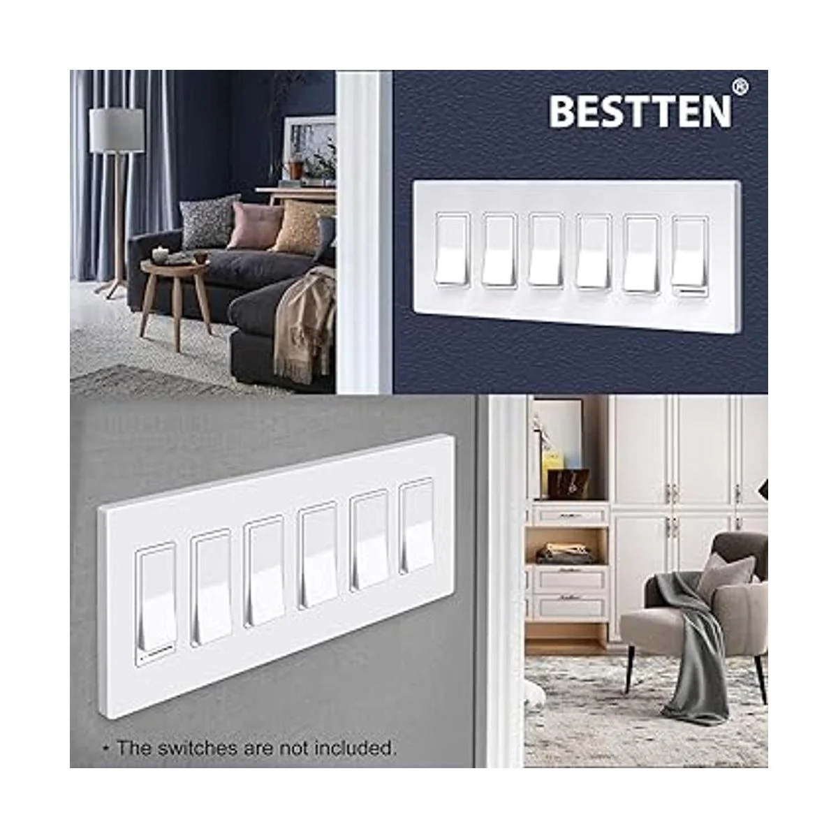 BESTTEN Placa de pared sin tornillos de 6 bandas_2