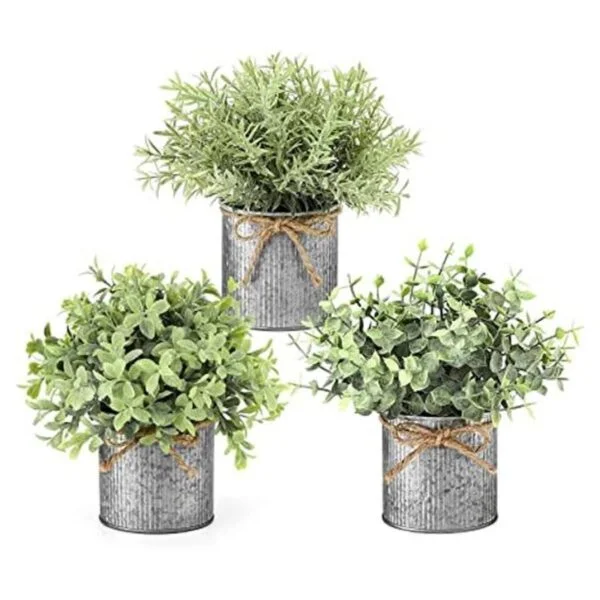Mkono Mini plantas falsas en macetas de metal galvanizado_1