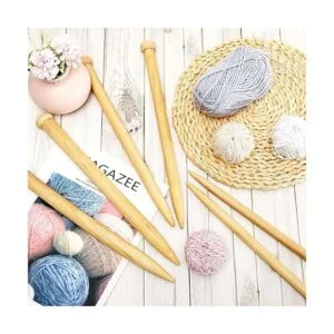 6 agujas de tejer grandes de madera rectas 3 tamaños_7
