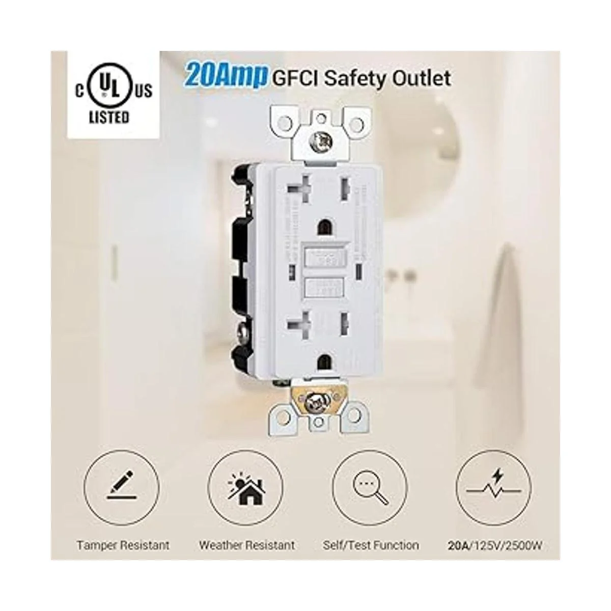 DEWENWILS Toma de corriente GFCI de 20 A paquete de 2_2