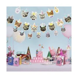 61 piezas de decoración de cumpleaños de gato 14 piezas_5
