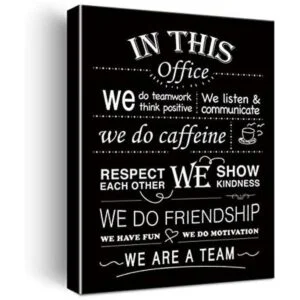 In This Office We Do Teamwork Lienzo enmarcado con citas_1