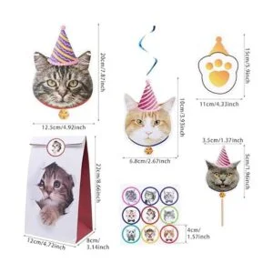 61 piezas de decoración de cumpleaños de gato 14 piezas_3