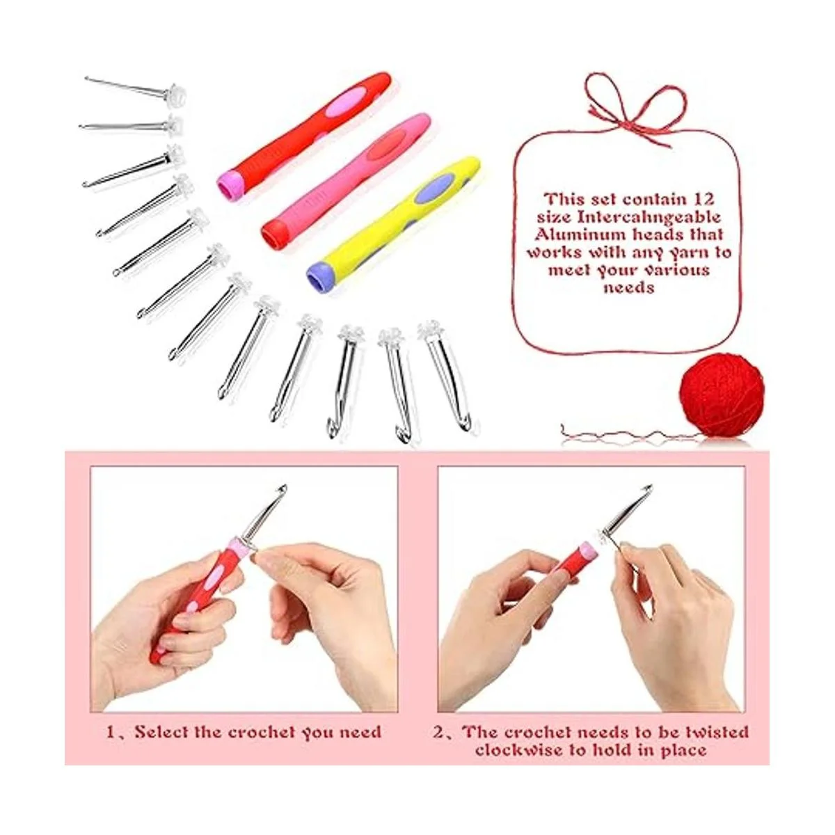 12 tamaños de ganchos de ganchillo intercambiables juego_4