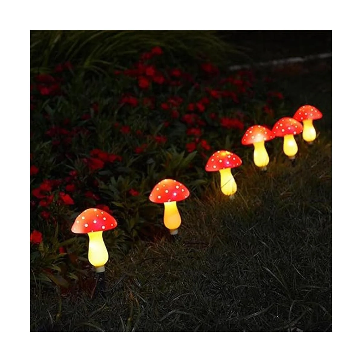 Abkshine Juego de 6 luces solares rojas de hongos para_7