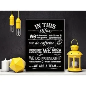 In This Office We Do Teamwork Lienzo enmarcado con citas_4