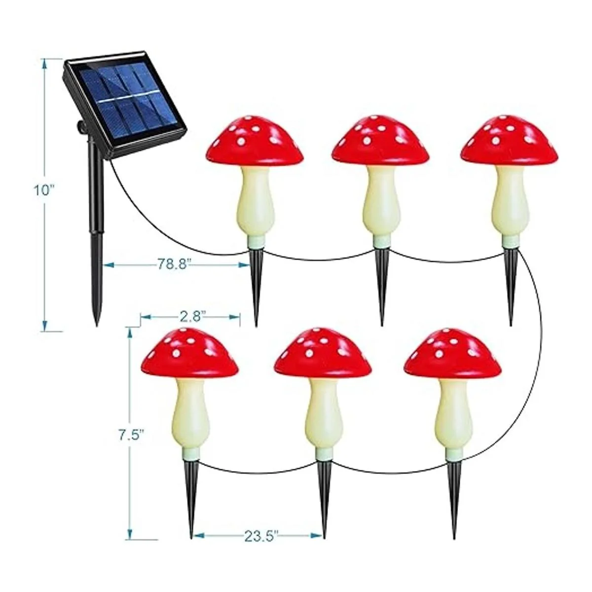 Abkshine Juego de 6 luces solares rojas de hongos para_2