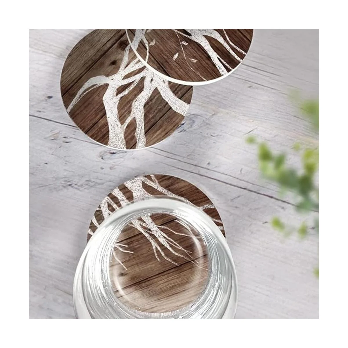 UMIRRO Posavasos de cerámica para mesa de madera_3