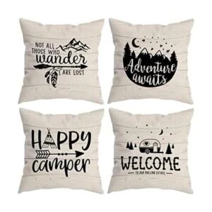HUYAW Happy Camper Juego de 4 fundas de almohada_1