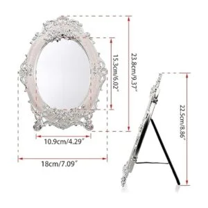 JUXYES Espejo pequeño de tocador de mesa vintage de metal_2