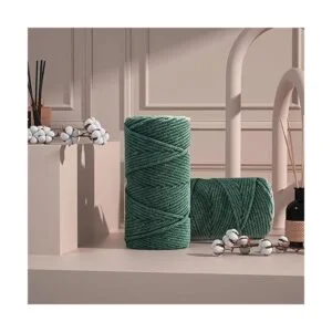 ZUEXT Cordón de algodón de macramé verde negruzco de_4