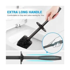 Paquete de 2 cepillos y soporte para inodoro con mango_4