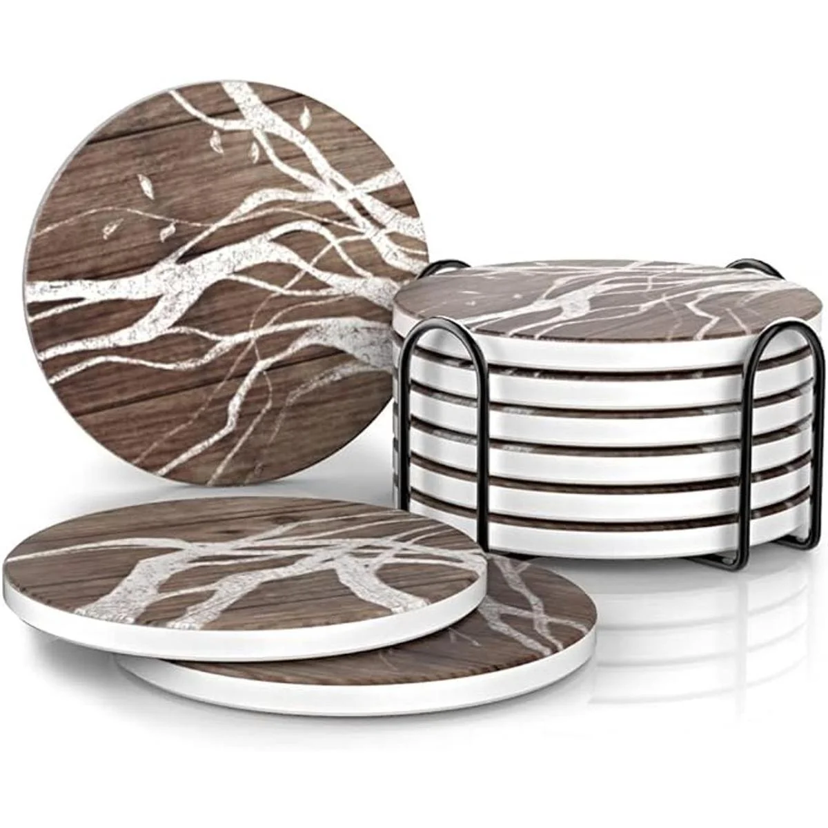 UMIRRO Posavasos de cerámica para mesa de madera_1