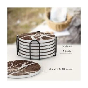 UMIRRO Posavasos de cerámica para mesa de madera_4