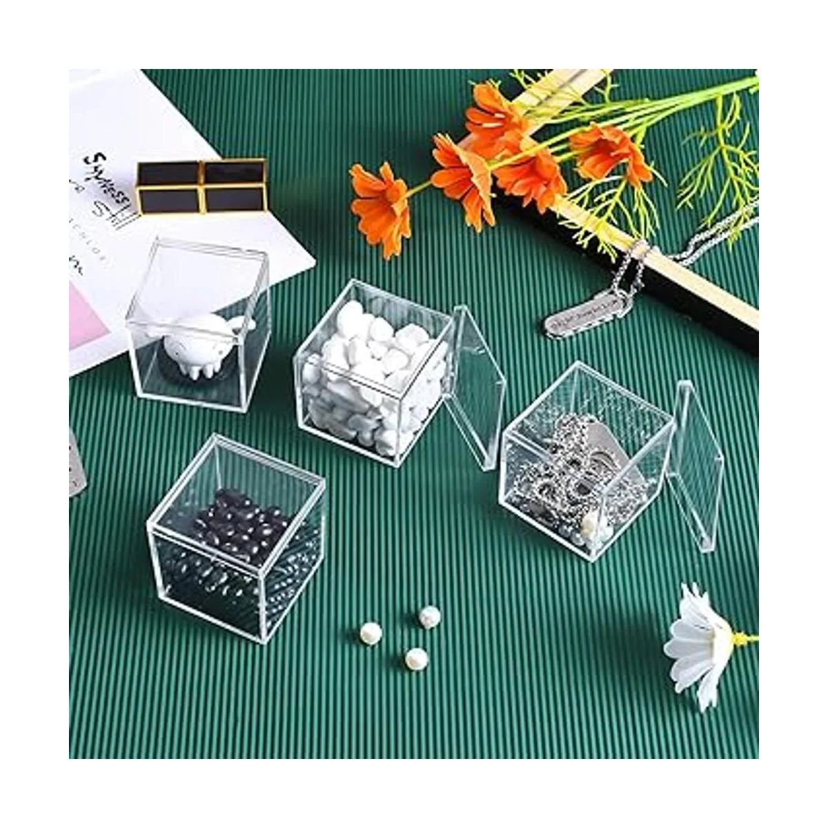 Dayaanee Recipientes de acrílico cuadrados de plástico_5