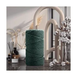 ZUEXT Cordón de algodón de macramé verde negruzco de_5