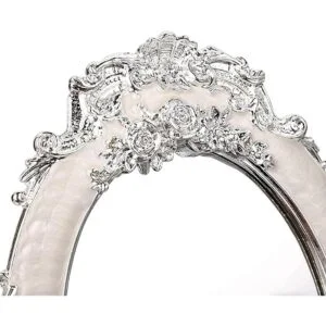 JUXYES Espejo pequeño de tocador de mesa vintage de metal_3