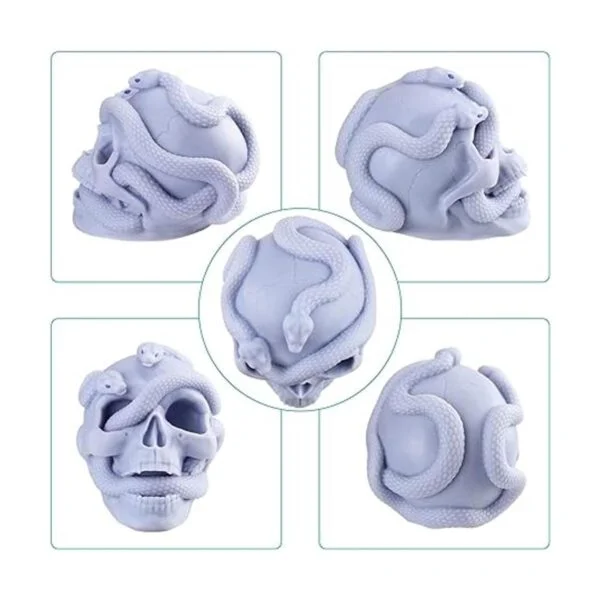 Molde de silicona de calavera de serpiente 3D para resina_3