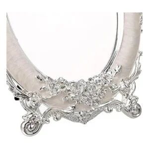 JUXYES Espejo pequeño de tocador de mesa vintage de metal_4