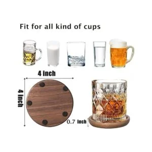 MAPRIAL Posavasos de madera para bebidas paquete de 4_3