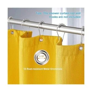 AmazerBath Cortina de ducha amarilla mostaza cortina de_5