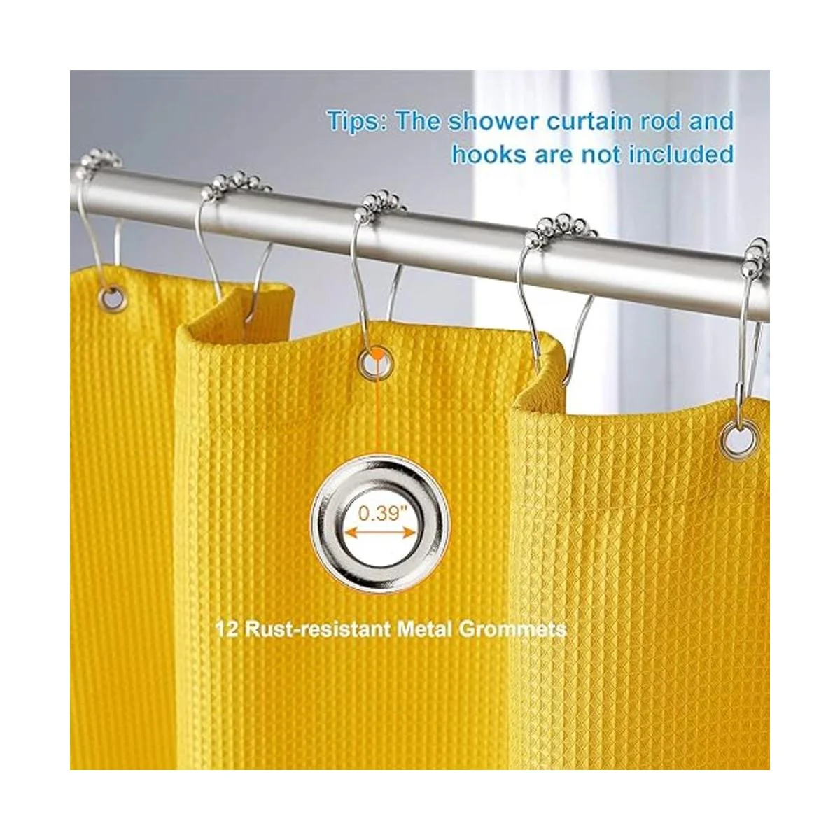 AmazerBath Cortina de ducha amarilla mostaza cortina de_5