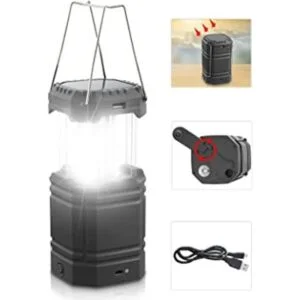 Linterna de camping de manivela con energía solar 3000_1