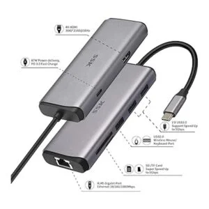 SSK USB C Hub adaptador multipuerto tipo C 8 en 1 con 4K_2