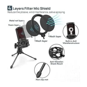 Micrófono USB micrófono CMTECK XM550 para podcast con_5