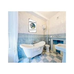 Divertido letrero de metal con cita de baño decoración de_4