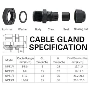 Makerele NPT Cable Glándulas Kit Impermeable Ajustable_3