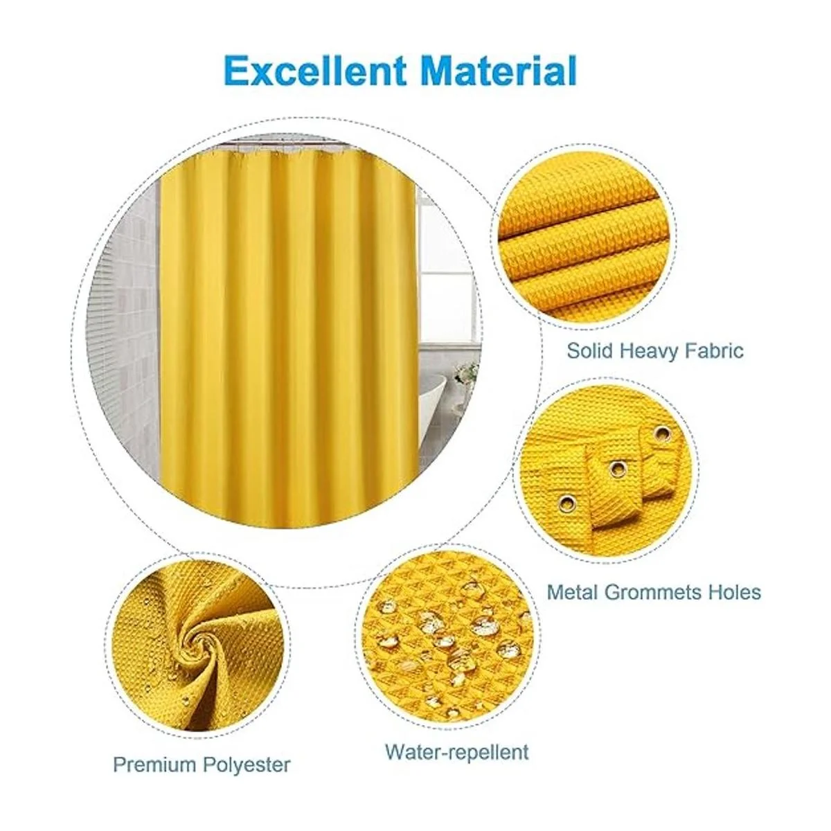 AmazerBath Cortina de ducha amarilla mostaza cortina de_2