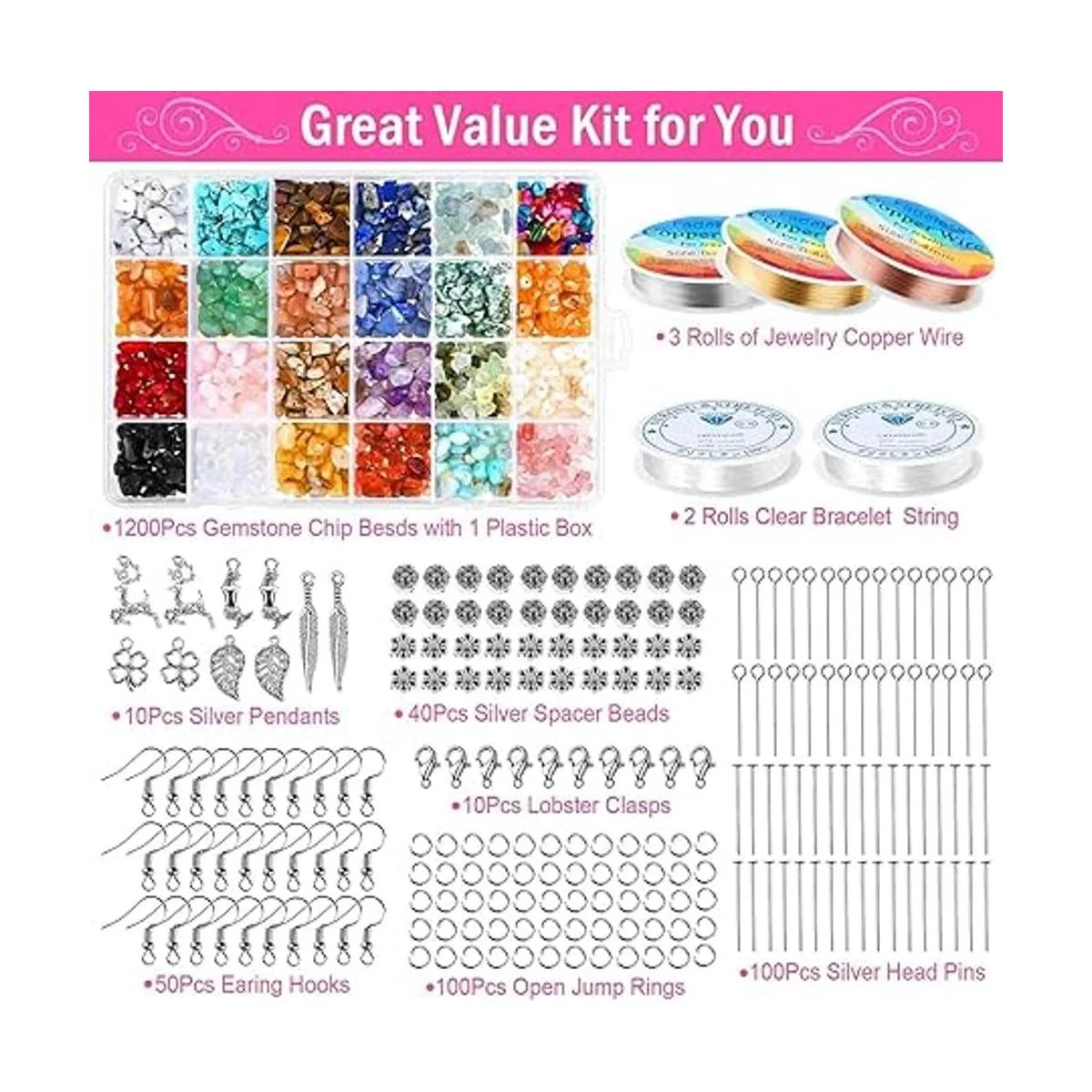 Kit de fabricación de joyas de cristal con 24 colores de_2