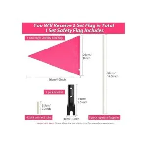 Tatuo 2 banderas de seguridad para bicicleta de 6 pies con_3