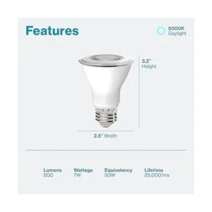 Sunco Lighting PAR20 Bombillas LED equivalentes a 50 W 7_2