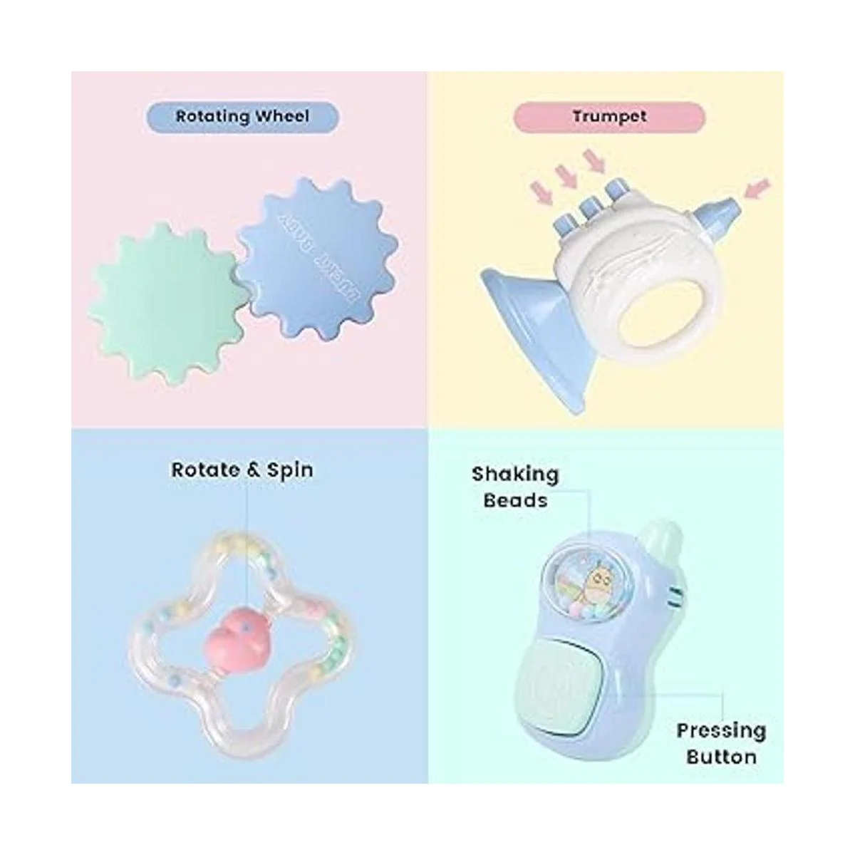 Cuterabit Juego de 13 juguetes de sonajeros para bebés_3