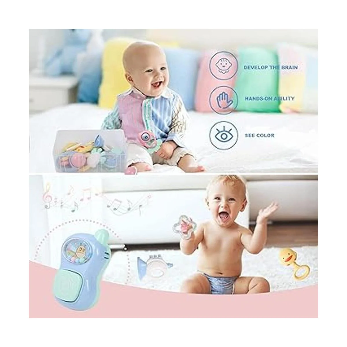 Cuterabit Juego de 13 juguetes de sonajeros para bebés_6