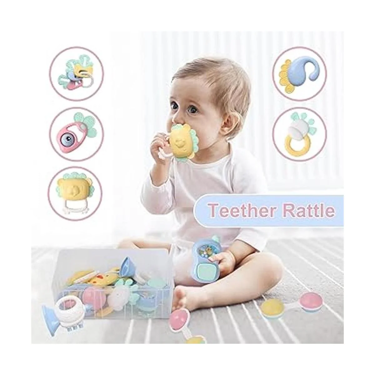 Cuterabit Juego de 13 juguetes de sonajeros para bebés_4