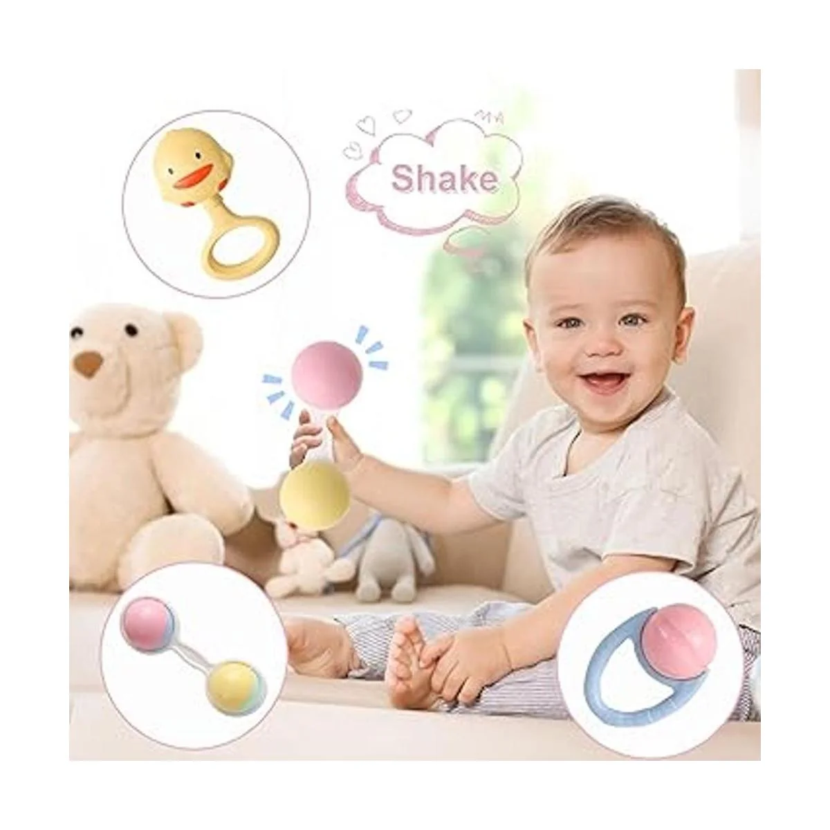 Cuterabit Juego de 13 juguetes de sonajeros para bebés_5