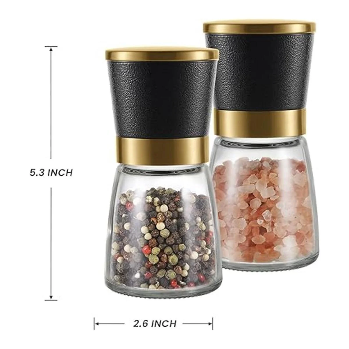 Juego de molinillo dorado de sal y pimienta de acero_3